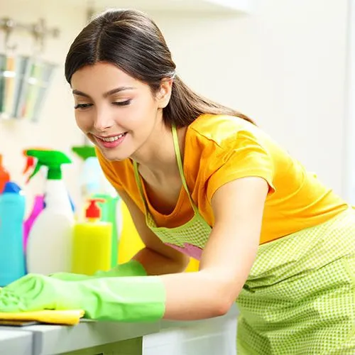 House cleaner busiy cleaning