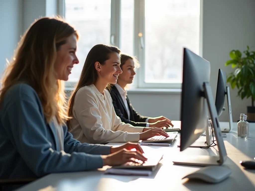 Productive employees in clean office
