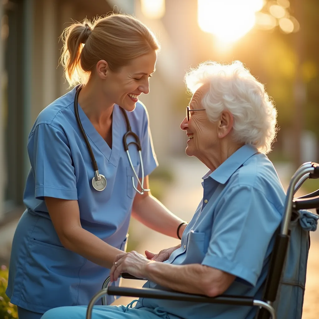 Happy people in a nursing home
